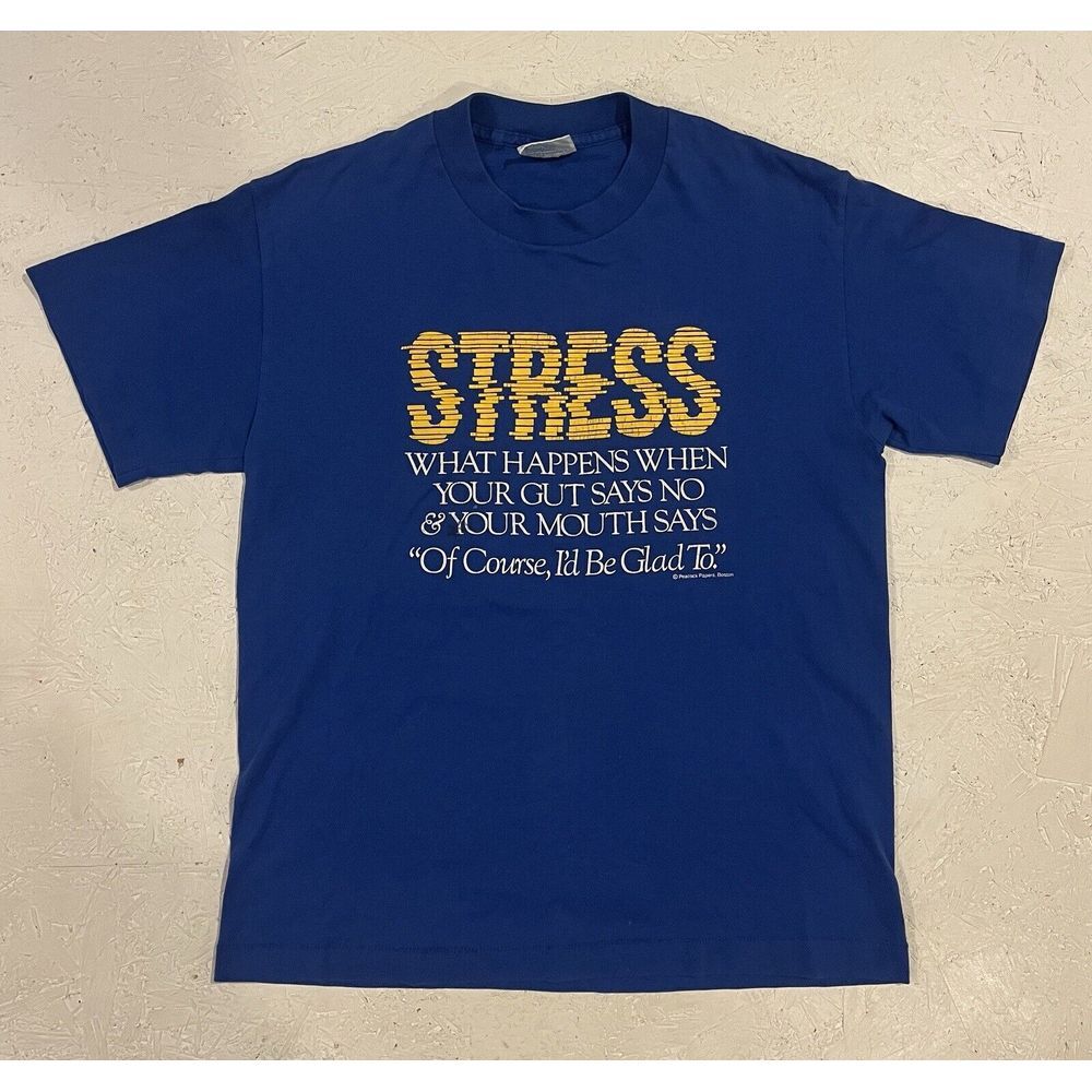 Vintage 90s Peacock Stress Gut Says No Mouth Says Yes Funny T-Shirt Size M‎